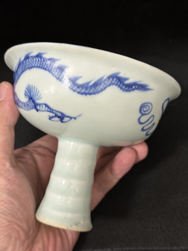 元 青花外龙纹内模印高足碗 - 图6