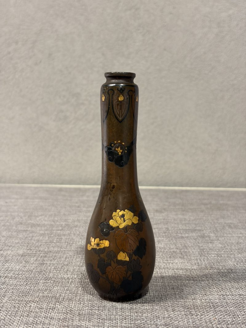 清 铜双色花卉纹花插 - 图5