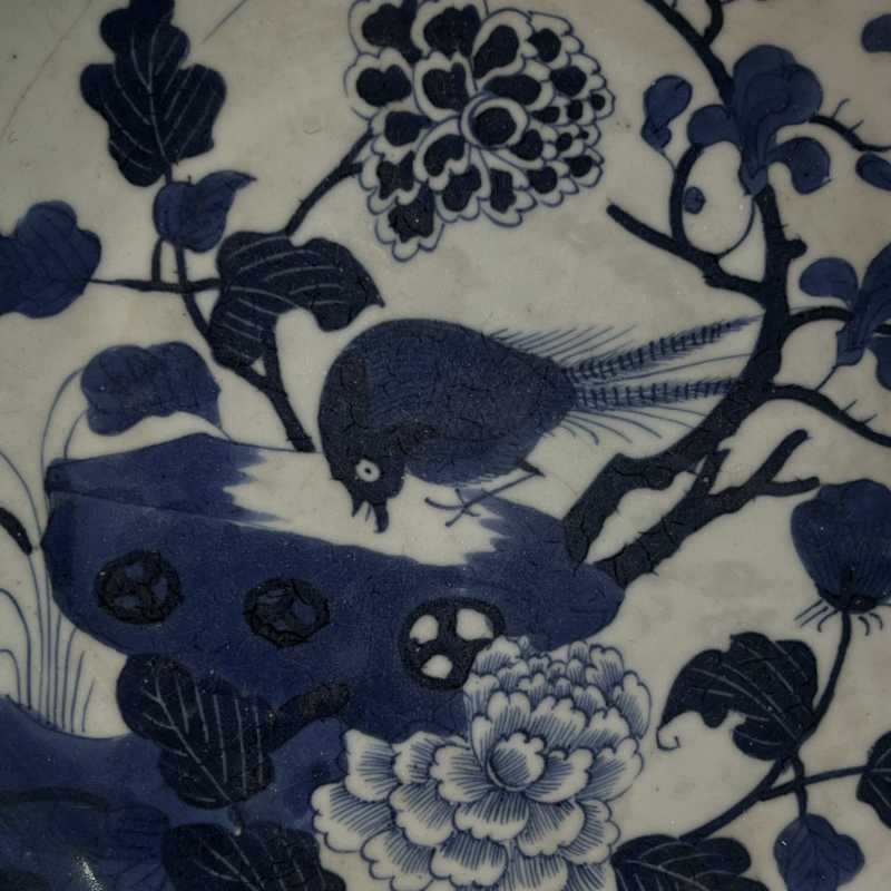 清中期 青花锦鸡牡丹盘 - 图3