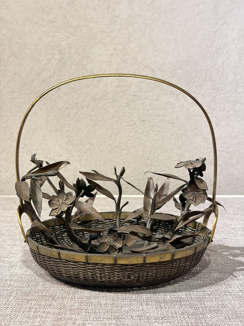 清 铜花篮摆件 - 图6