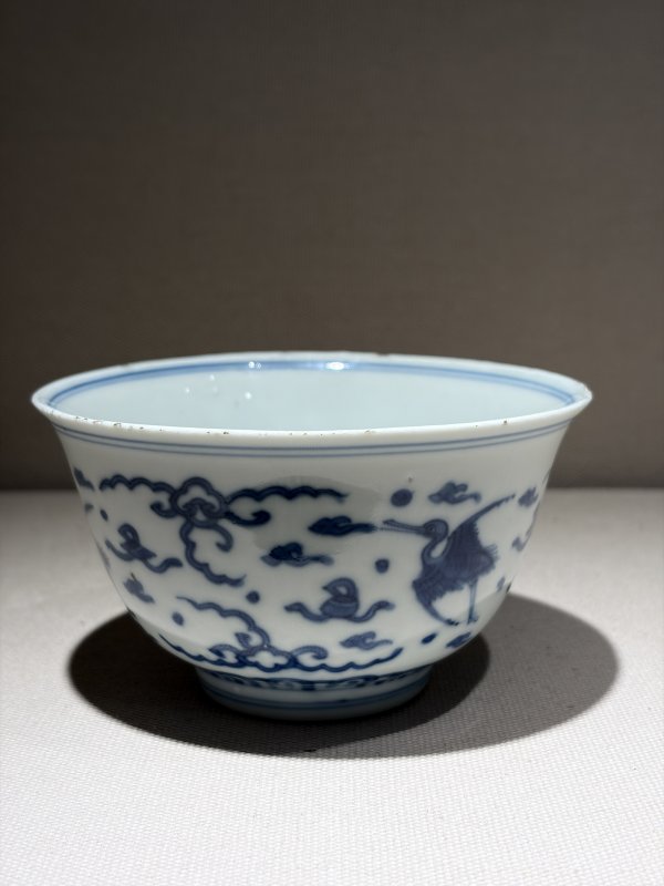 明晚期 青花云鹤纹茶圆 - 图4
