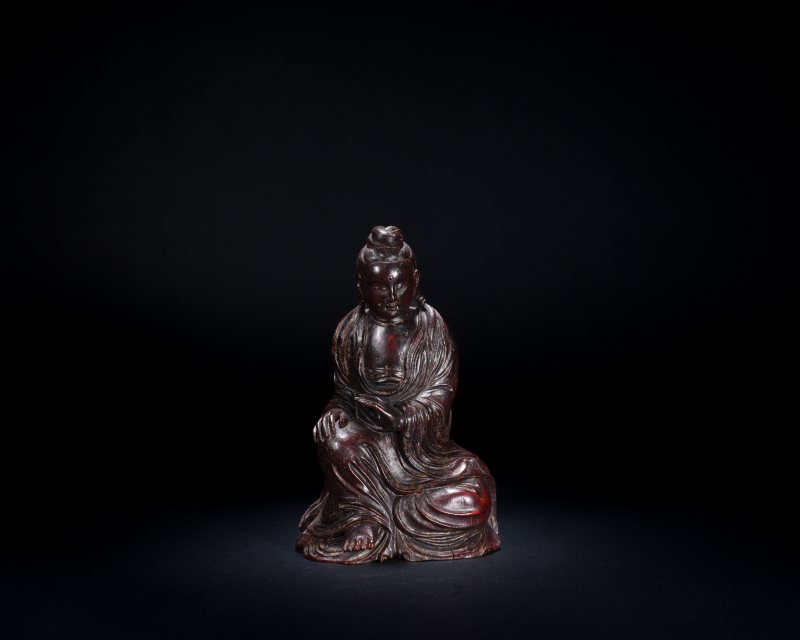 清 木自在观音坐像 - 图1