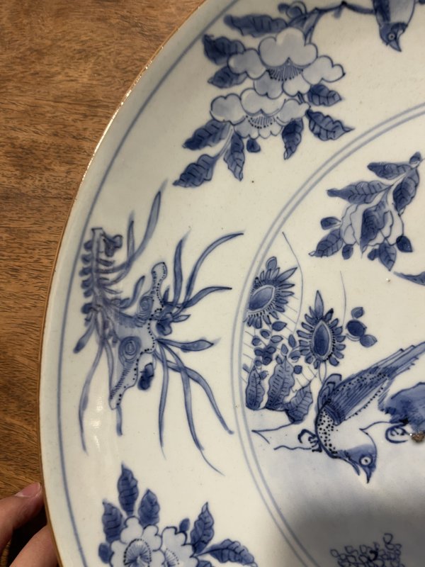 明晚期 青花花鸟纹大盘 - 图4