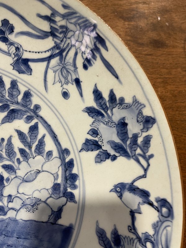 明晚期 青花花鸟纹大盘 - 图5