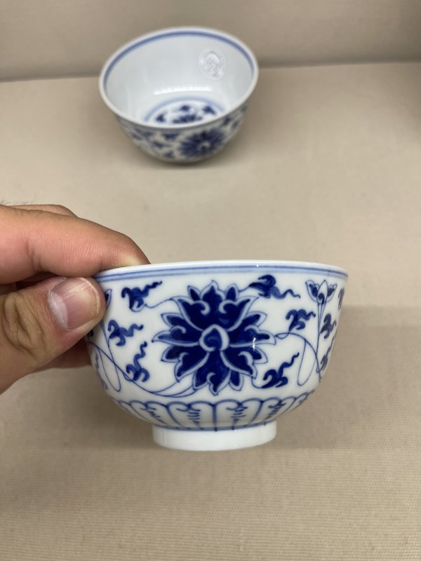 民国 青花缠枝莲纹碗一对 - 图6