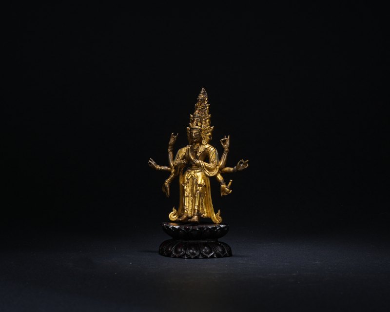 清 铜鎏金十一面观音 - 图3