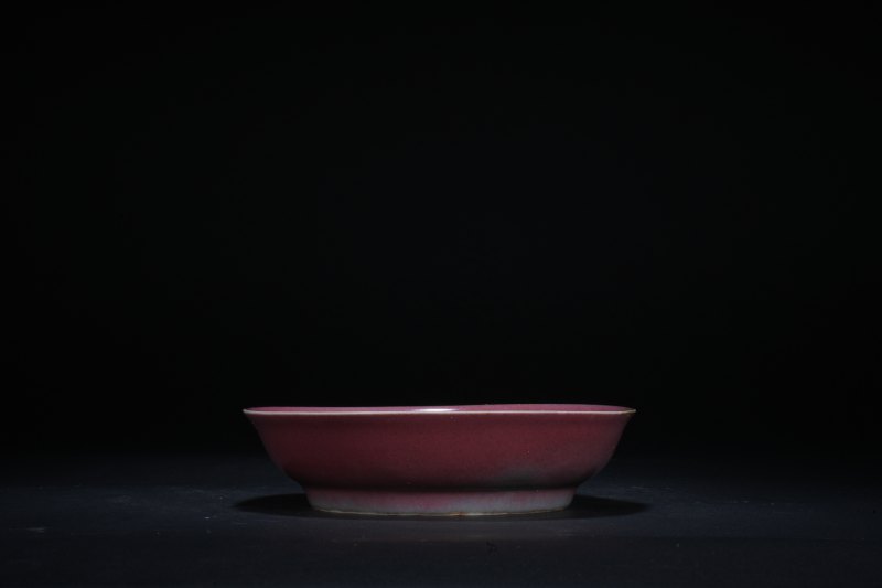 清 红釉盘 - 图3