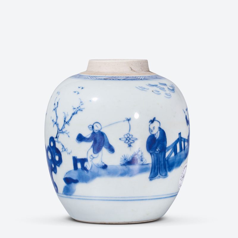 清 青花婴戏图小罐