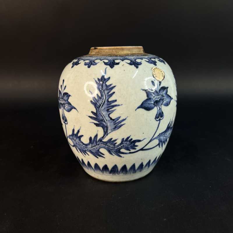 清 青花花卉纹罐 - 图2