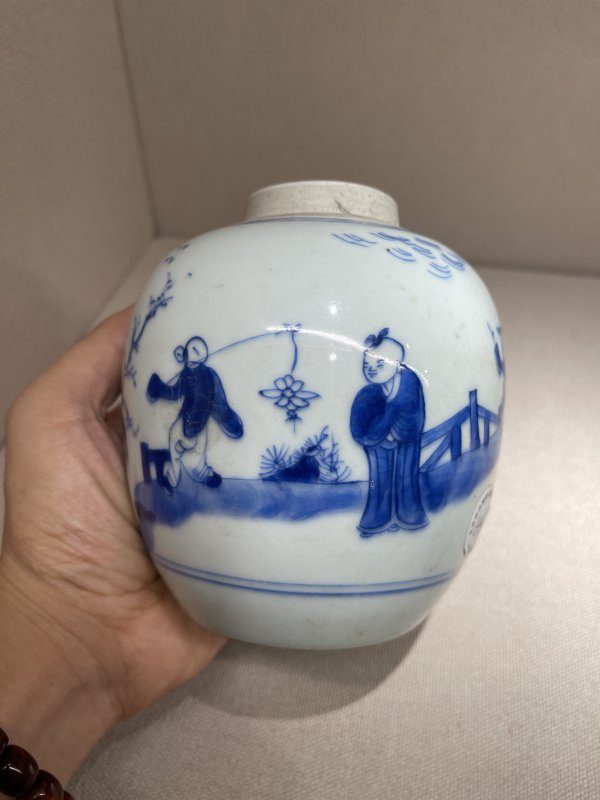清 青花婴戏图小罐 - 图2