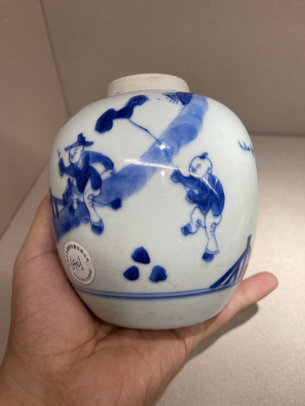 清 青花婴戏图小罐 - 图3