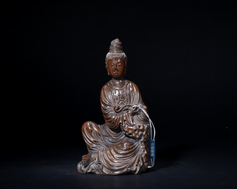 清 黄杨木观音坐像
