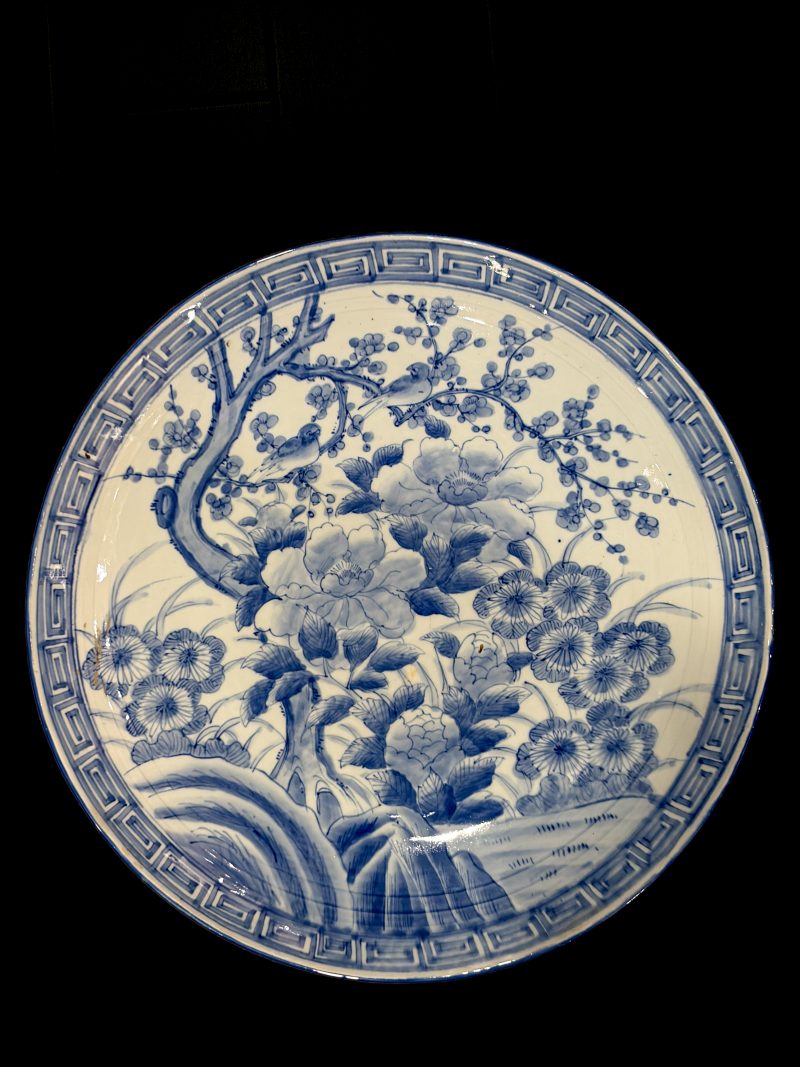 民国 青花牡丹花大盘 - 图2