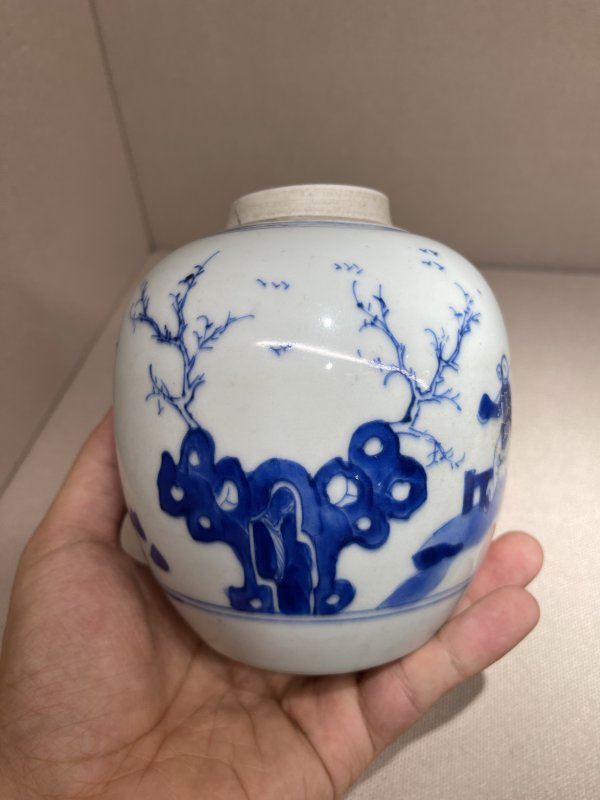 清 青花婴戏图小罐 - 图5