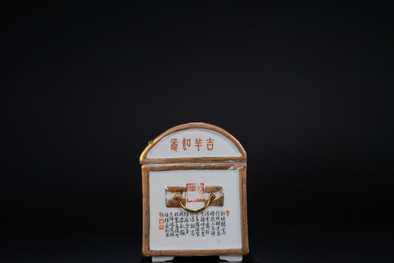 粉彩山水图首饰盒 - 图3