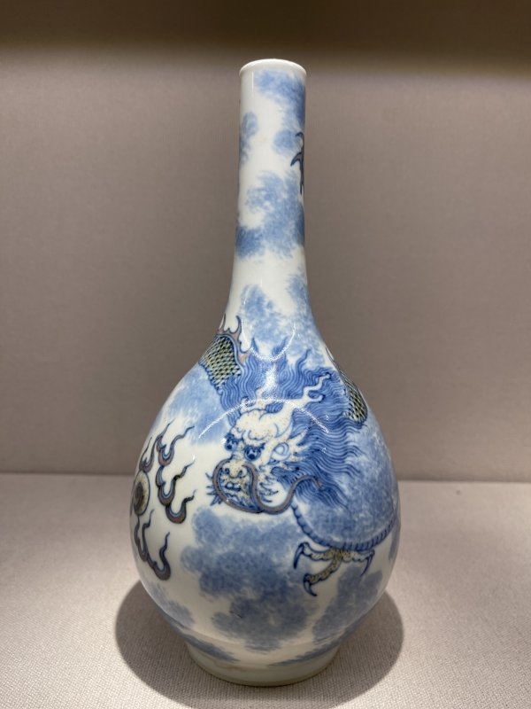 清 青花云龙纹胆瓶 - 图4