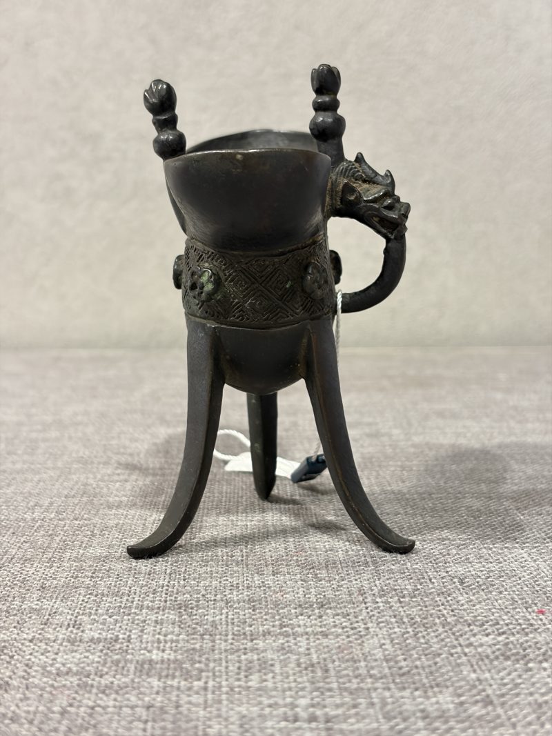 清 铜云雷纹爵杯 - 图5