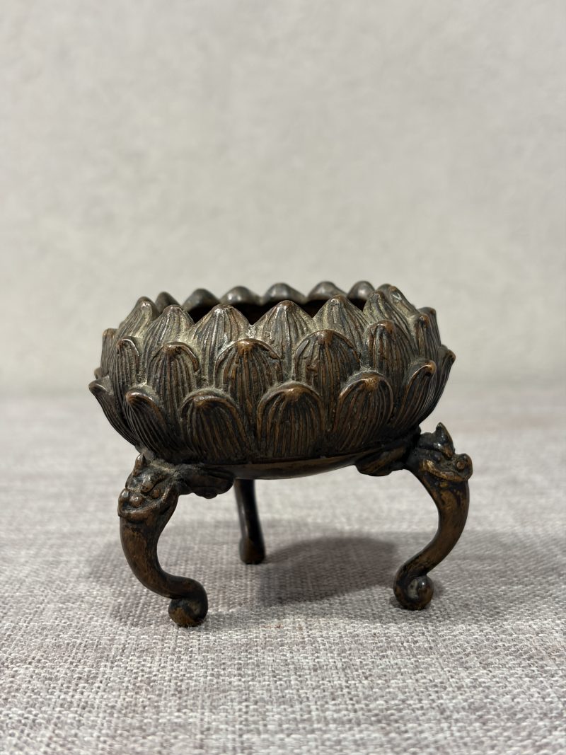 清 铜莲花三足炉 - 图6