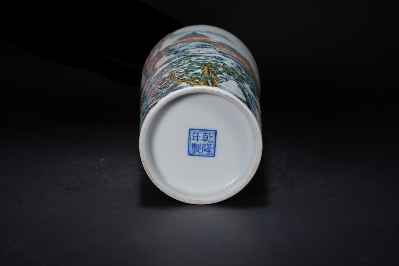 民国 粉彩山水亭阁图瓶 - 图4