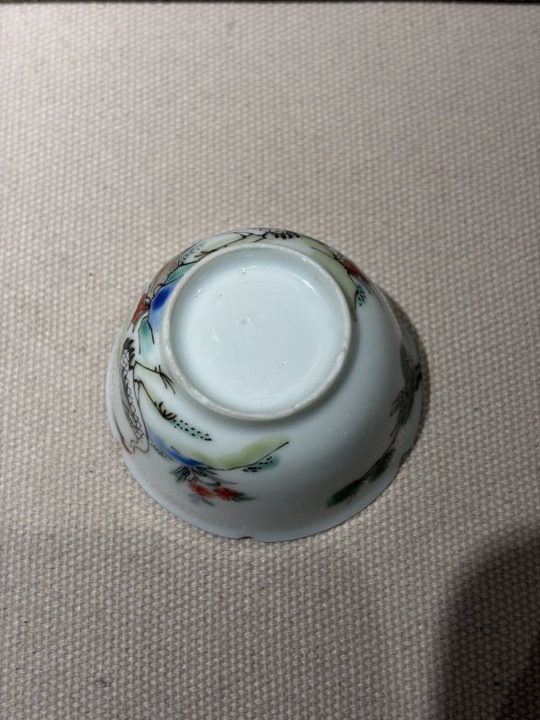 清雍正 粉彩松鹤延年杯、碟一套 - 图6