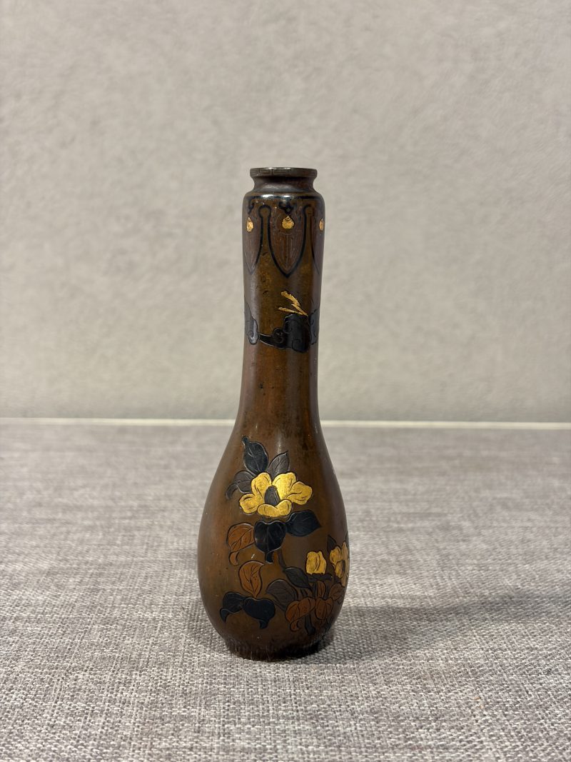清 铜双色花卉纹花插 - 图4
