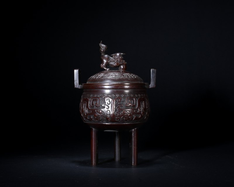 清 铜鼎式熏炉 - 图3