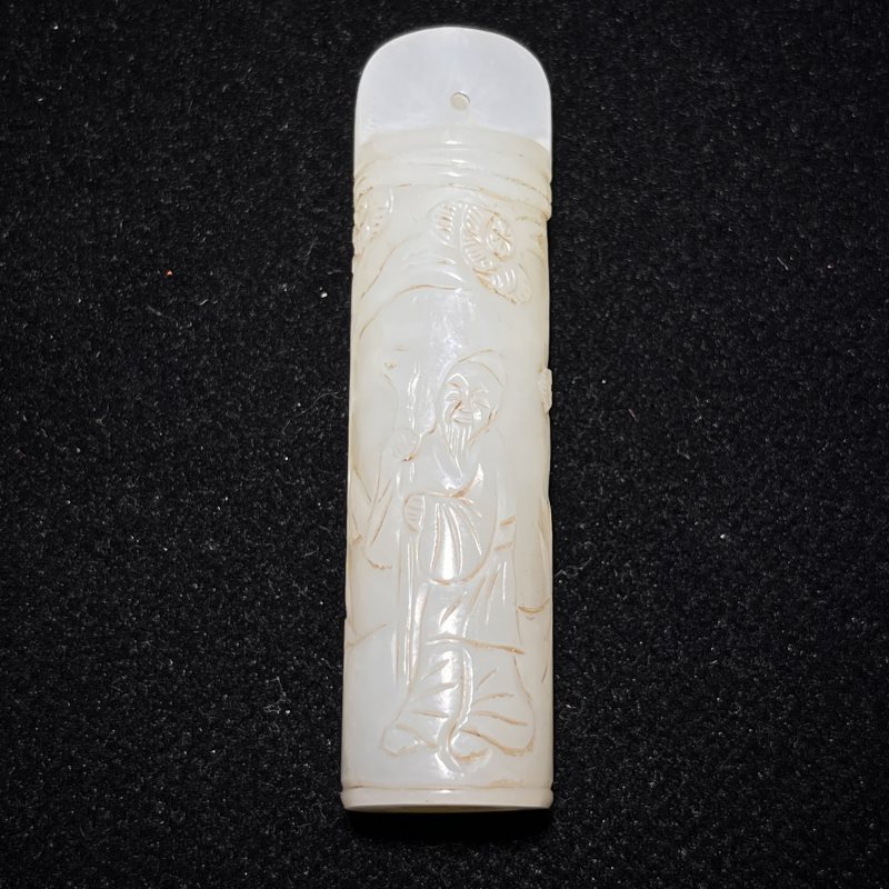 和田玉山水人物翎管
