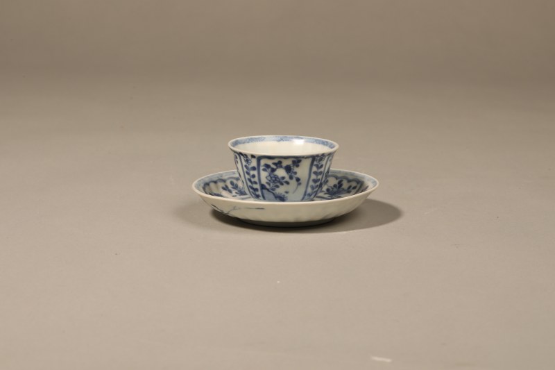 清乾隆 青花花鸟纹杯碟 - 图5