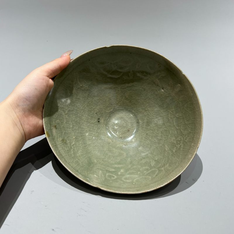 明代 高丽青釉印花碗 - 图5