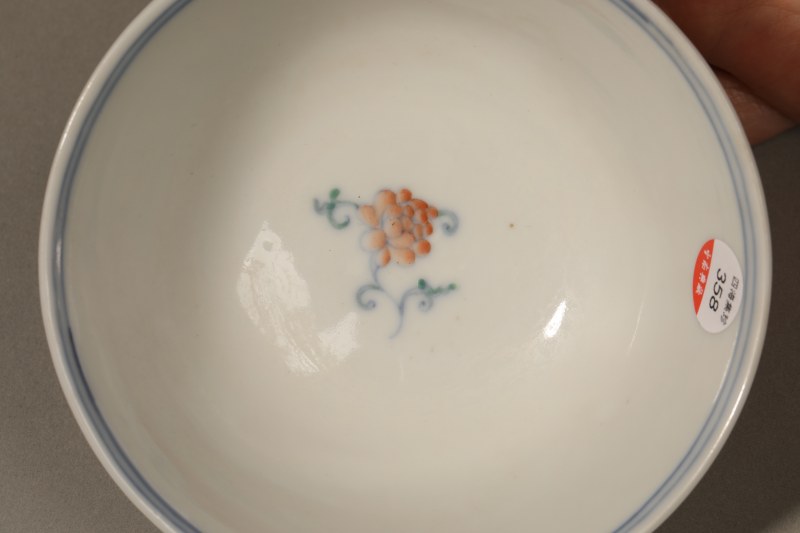 清 斗彩花卉寿字纹碗 - 图2