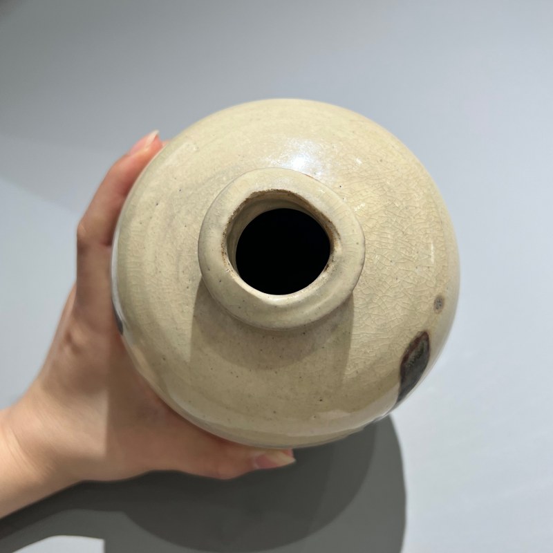 明代 白釉褐彩花卉纹梅瓶 - 图5