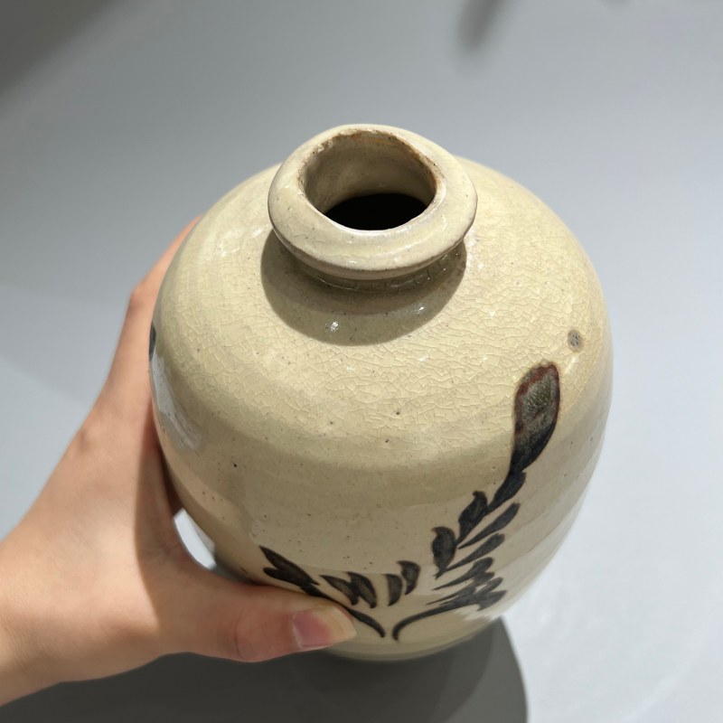 明代 白釉褐彩花卉纹梅瓶 - 图6