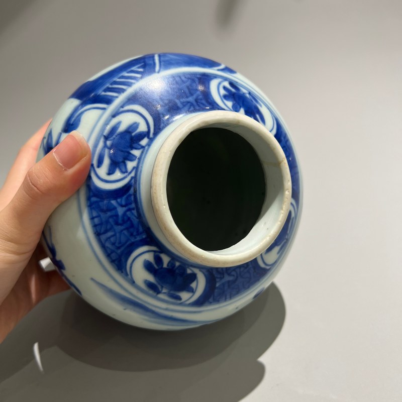 明代 青花人物纹罐 - 图7