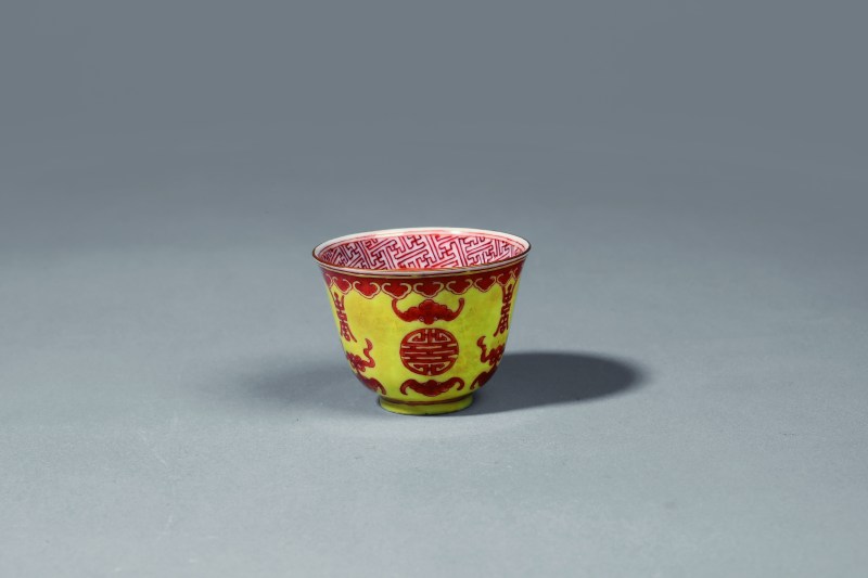 清光绪 粉彩福寿纹杯