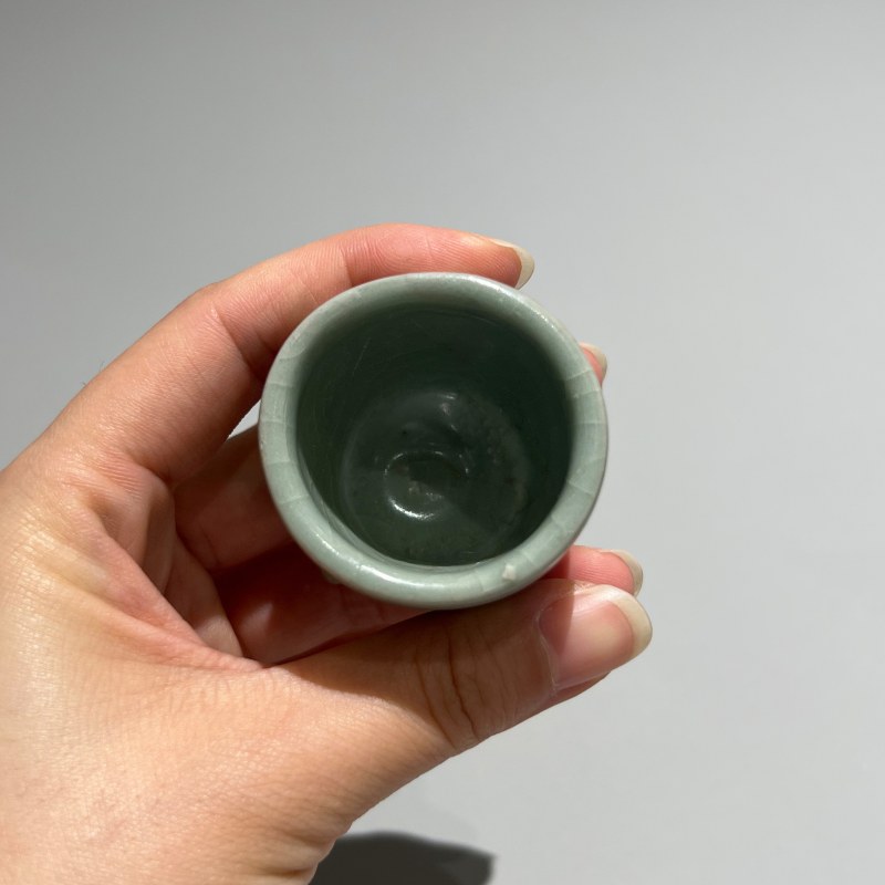 明代 龙泉窑粉青釉小琴炉 - 图5