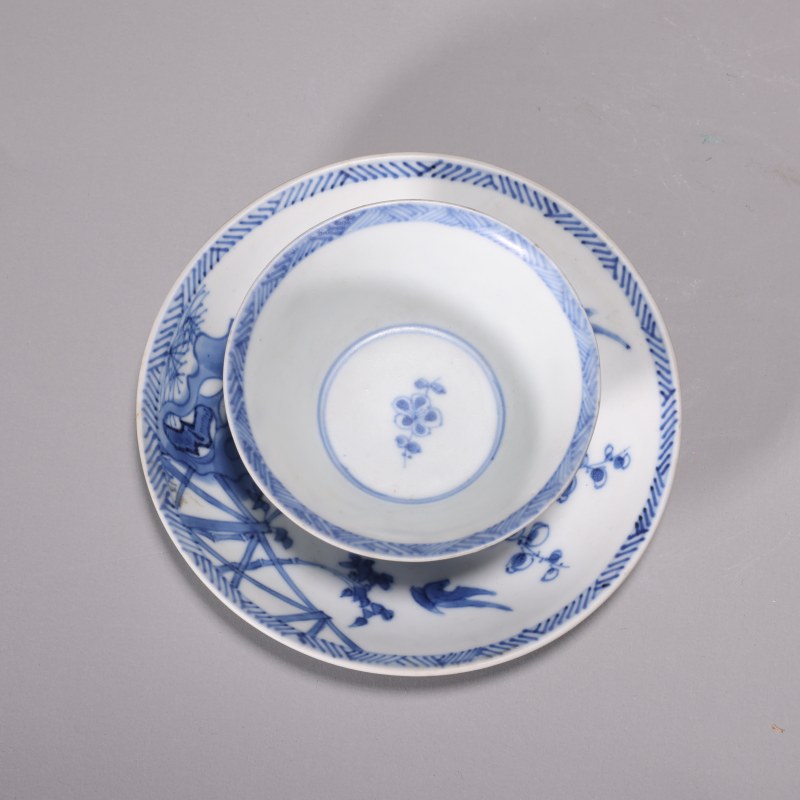 清代 青花杯托一套 - 图2
