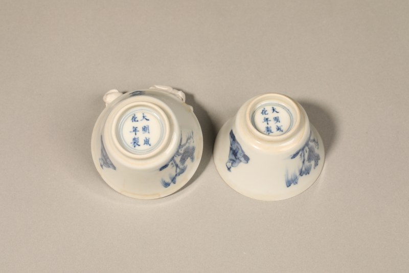 清康熙 青花人物杯 - 图3