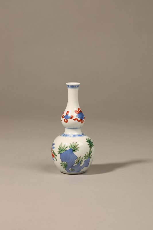 清 青花五彩花卉纹葫芦瓶 - 图2
