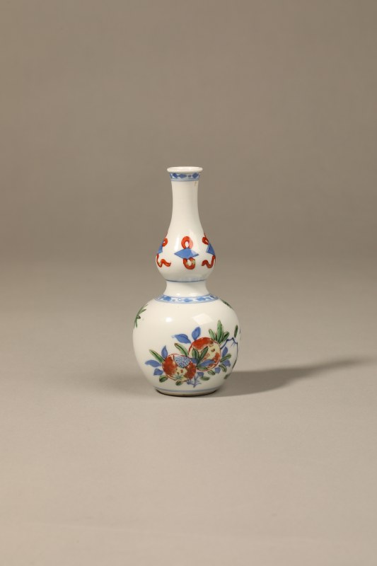 清 青花五彩花卉纹葫芦瓶 - 图4