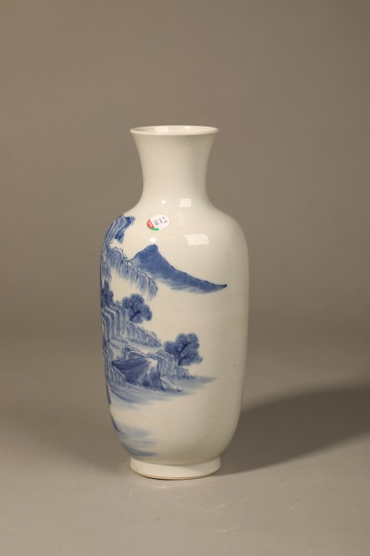 清 青花山水瓶 - 图2