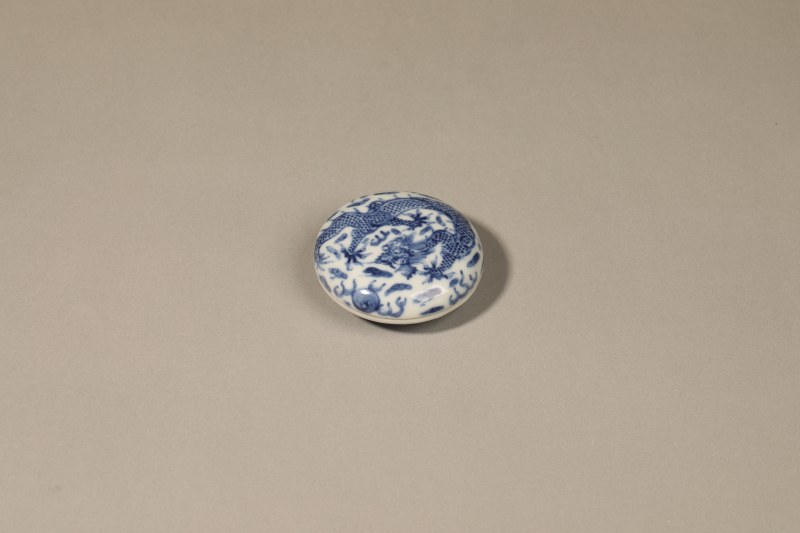 清光绪 青花龙纹印泥盒 - 图5
