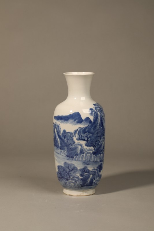 清 青花山水瓶 - 图4