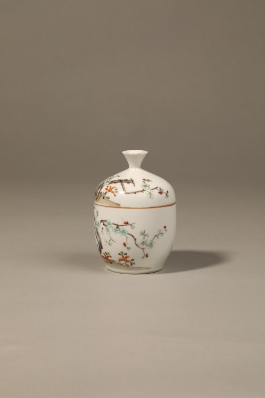 清 粉彩花卉盖缸 - 图2