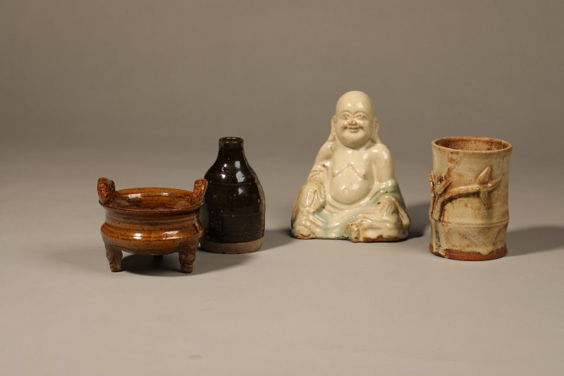 清 华宁窑香炉、笔筒 - 图2