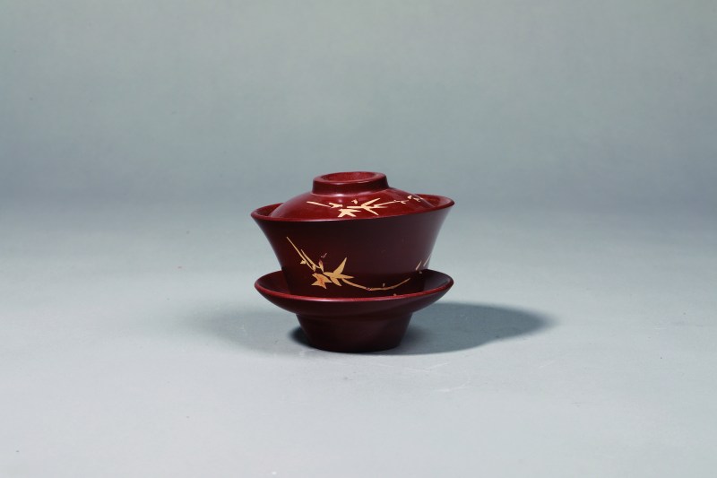 陈绍康 紫陶花卉纹盖碗