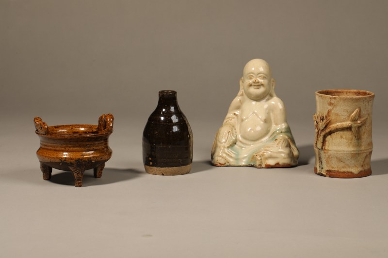 清 华宁窑香炉、笔筒 - 图3