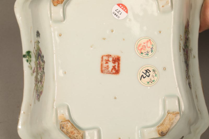 民国 粉彩花卉纹花盆 - 图4