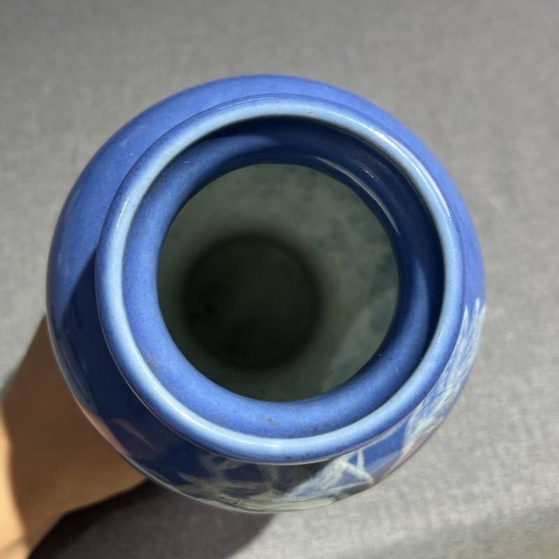 清乾隆祭蓝花卉梅瓶 - 图8