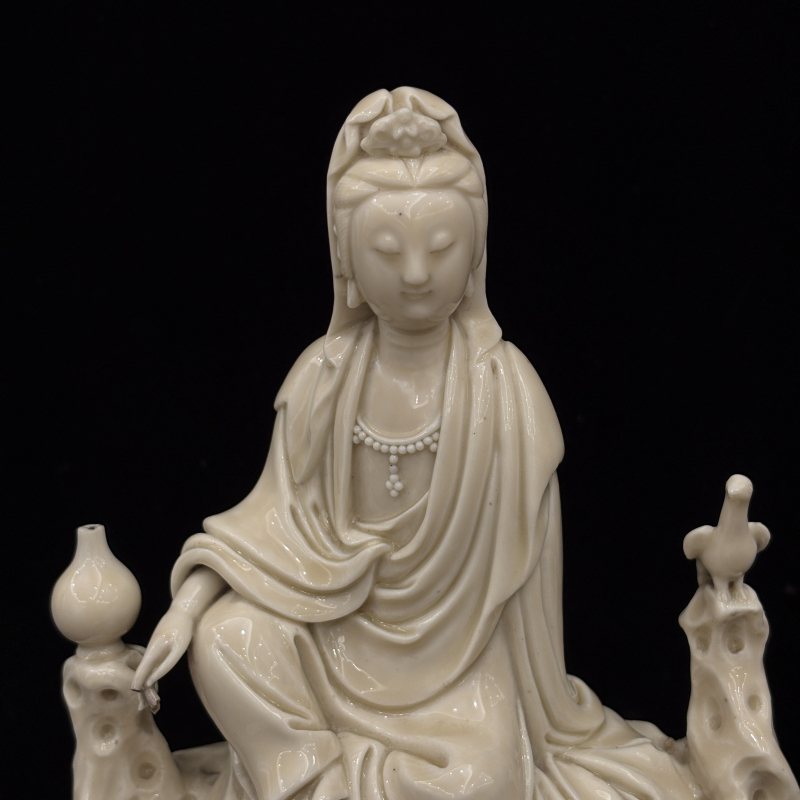 明 德化窑善财童子龙女拜观音像 - 图4