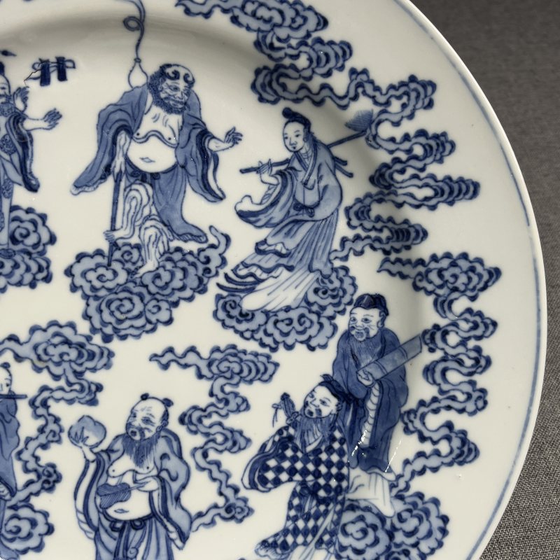 清晚期青花八仙人物盘 - 图7